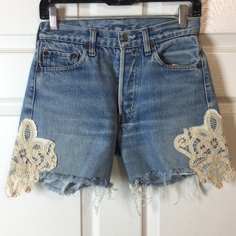 VINTAGE Levi Cut-Offs, Hand Embellished, 60’s-70’s